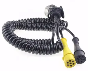 15 pin electrical spiral coiled power cables 15 core trailer cable for truck and trailer