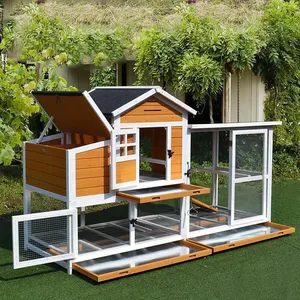 Custom Wooden Pet House Outdoor Rooster Cages Rainproof Asphalt Roof Chicken Coop Hen