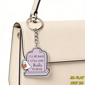 Je reviendrai, j'avais encore des livres à lire – Porte-clés en acrylique « Ghost & Tombstone » pour les lecteurs, breloque de sac et porte-clés pour les amoureux des livres - Product Image 4