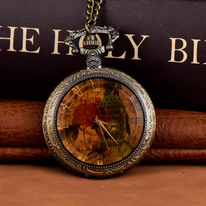 <span class=keywords><strong>Montre</strong></span> de poche élégante rétro en quartz avec couvercle en verre simple, cadeau pour homme et <span class=keywords><strong>femme</strong></span>, Reloj Mujer Analogico - Product Image 2