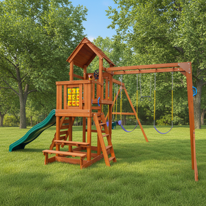 Équipement de jeu sûr cadre d'escalade durable maison de jeu pour enfants aire de jeux extérieure ensemble de jeu d'arrière-cour jouet ensemble de balançoire en bois - Product Image 6