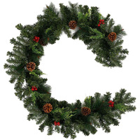 Direkt vom Hersteller Luxuriöser 24-Zoll (60CM) Umweltfreundlicher PVC & Kiefernnadel Gemischter Outdoor-Weihnachtskranz zur Dekoration