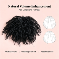 Extensions de cheveux bouclés afro crépus en plumes, 100 % cheveux humains, extensions de cheveux humains bouclés noirs naturels à micro-anneaux pour tresses féminines