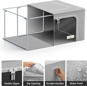 Paquete de 2 Cajas de Almacenamiento Apilables y Plegables, Bolsas Organizadoras de Ropa, Contenedores de Almacenamiento de Tela con Ventana Transparente Grande - Product Image 3