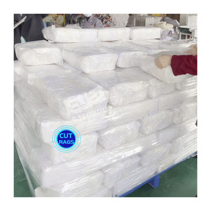再生カットホワイトTシャツの布切れ、工業用ホースクリップ、綿の廃材カットワイピングラグ（清掃用） - Product Image 1
