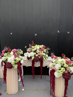 Arrangement floral de mariage artisanal en soie artificielle, Hortensia bordeaux, pour décoration de mariage, Qingdao Golden Handicraft