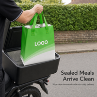 Sac fourre-tout non tissé vert lime et blanc avec logo personnalisé, design bicolore avec poignées pour les courses, l'épicerie et le marché