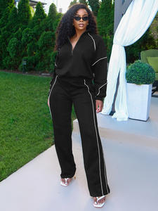 Novedades de Invierno y Otoño, Conjunto de <span class=keywords><strong>2</strong></span> Piezas para Mujer, Chaqueta Corta con Media Cremallera y Pantalones Largos Deportivos, Conjunto de Dos Piezas, Ropa para Mujer - Product Image 4