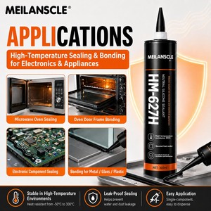Scellant silicone RTV haute température HM-627H, durcissement neutre, résistant à la chaleur, adhésif <span class=keywords><strong>pour</strong></span> la construction, l'électronique, les fours, 300 ml - Product Image 4
