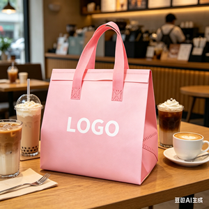 Aluminum Foil Insulated Food Delivery Bag Non Woven Tea Coffee Packaging Bag Custom Printed <b>Small</b> Batch Reusable Thermal Tote - Product Image 1