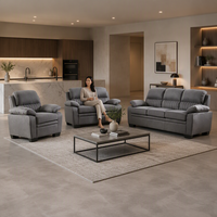 Canapé et fauteuil en lin gris de style scandinave Frank pour salon d'appartement