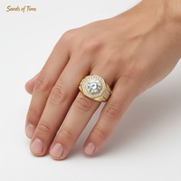 Bague pour homme Dominant 2 carats solitaire VVS Moissanite, monture en argent sterling S925 électroplaqué, logo personnalisé, vente en gros B2B