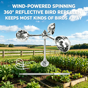 Répulsif solaire pour oiseaux d'extérieur 360 °   Éloigne-oiseaux automatique rotatif avec plusieurs sons, dispositif <span class=keywords><strong>anti</strong></span>-pigeons pour le contrôle des oiseaux dans le jardin - Product Image 1