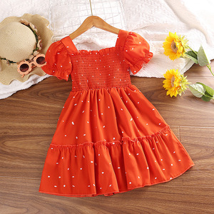 Robe de princesse mignonne vert foncé pour <span class=keywords><strong>filles</strong></span> de 2 à 6 ans, manches courtes, col carré, manches bouffantes, robe à plusieurs couches - Product Image 2
