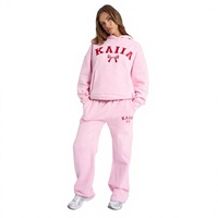 Ensemble sweat à capuche rose pour femme, ensemble décontracté en molleton long, deux pièces assorties, pantalon de jogging ample, toutes saisons