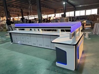 Poste de travail personnalisé en forme de L, bureau, lumière LED, console de salle de contrôle, table combinée, bureau, centre de commande, console de surveillance