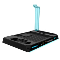 Hub USB multifonctionnel avec station de charge, ventilateur de refroidissement à 3 vitesses, lumière RGB, support pour casque, pour machine Steam, manette de jeu double