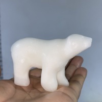 Figurine d'ours polaire en pierre naturelle (Yooperlite) de 8 cm, sculptée, réactive aux UV, pour la décoration intérieure