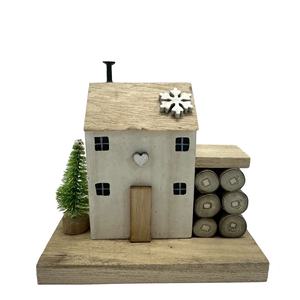 الشتاء 3D ندفة الثلج على شكل منزل طاولة مكتب صغير الخشب الحرفية الصغيرة كوخ خشبي الحلي مع شجرة صغيرة - Product Image 2