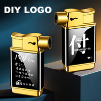 Logo personnalisé cigare gonflable torche briquet horizontal feu briquet presse briquet unique feu briquet