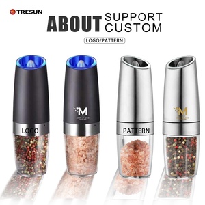 Argent alimenté par batterie avec lumière LED fonctionnement automatique en acier inoxydable <span class=keywords><strong>moulin</strong></span> électrique à gravité <span class=keywords><strong>moulin</strong></span> à <span class=keywords><strong>poivre</strong></span> et <span class=keywords><strong>sel</strong></span> ensemble - Product Image 4