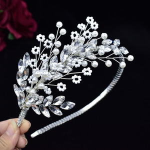 Diadema de lujo con diamantes de imitación para boda, accesorios para el cabello, corona, perla, nupcial - Product Image 6