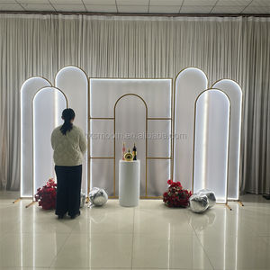 ฉากหลังงานแต่งงานดีไซน์ใหม่ สวยงาม พร้อมไฟ LED ตกแต่งซุ้มโค้ง - Product Image 3