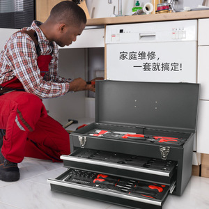Caja de Herramientas de 3 Niveles con 85 Piezas, Caja de Hierro Pintada con Cajones y Cerradura, para Reparaciones del Hogar - Product Image 3