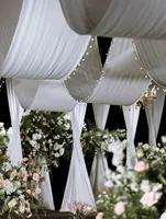 Voilages de plafond blancs en tissu mousseline pour mariage, rideaux de fond pour cérémonie, arche, fête, décoration de scène