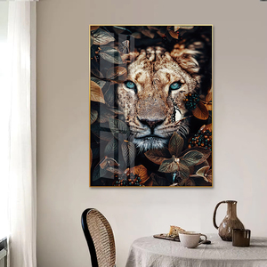 Maison hôtel bureau décoration murale cristal porcelaine poisson avec cadre en alliage d'aluminium peinture sur verre avec crist - Product Image 4