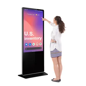 US Warehouse Free Standing 55 Inch Indoor Android Touch Screen Digital Signage TV Advertising Display for Trade Show