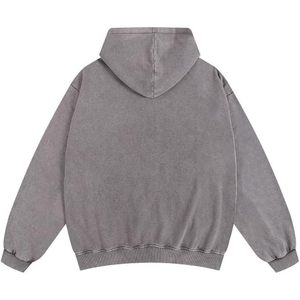 Sweat-shirt à capuche zippé oversize basique pour femme, style vintage, ample, délavé à l'acide, Y2K, rétro, grunge, tricoté, respirant - Product Image 4