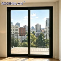 Porte coulissante en verre pour patio en aluminium imperméable personnalisée Rogenilan, porte coulissante extérieure à vitrage Low-e pour maisons