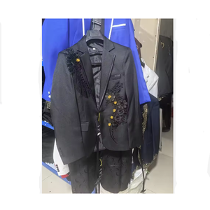 Modischer Luxus-Hochzeitsanzug für Herren, 2-teilig, Blau/Schwarz, Trendiger Sänger- und Moderator-Anzug für Tanzpartys, Schmal Geschnittener <span class=keywords><strong>Blazer</strong></span> und Hose - Product Image 5
