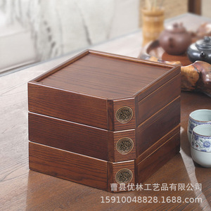 Caja de almacenamiento de té rectangular hermética de madera para té Pu'er, gabinete de almacenamiento con cajón de varias capas. - Product Image 3