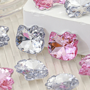 Adornos de <span class=keywords><strong>Uñas</strong></span> de Cristal Rosa con Dibujos Animados, 17MM, Acrílicos, con Forma de Gato, Gemas, Diamantes de Imitación, Accesorios Kawaii para Decoración de <span class=keywords><strong>Uñas</strong></span> - Product Image 4