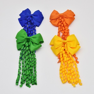 Pita Butik Warna Solid, Pita Cheerleader, Jepit Rambut Rumbai, Aksesoris Rambut Keriting Anak, Jepit Rambut - Product Image 3
