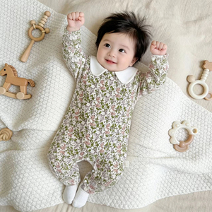 中国メーカー100%綿製洗濯可能スナップボタン漫画柄全面プリントサイドオープン春秋ベビーロンパースOEM/ODM - Product Image 3