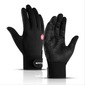 Luvas de inverno unissex antiderrapantes, luvas de veludo quente para ciclismo e corrida com tela sensível ao toque, luvas de inverno