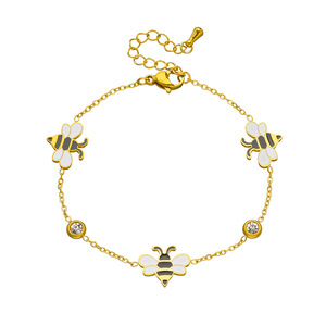 Fashion Charm Bracelet <b>Bee</b> Design Gold Plated Zinc Alloy Jewelry <b>Gift</b> Accessory - Product Image 5