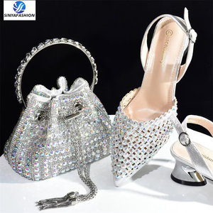 Bolso de zapatos de alta calidad de estilo más nuevo, conjunto de zapatos de mujer con piedras de <span class=keywords><strong>lentejuelas</strong></span> con cuentas, conjunto de zapatos y bolsos para fiesta de boda - Product Image 4
