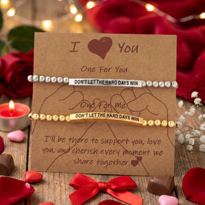 Bracelets en perles pour couple Go2boho, ne laissez pas les jours difficiles gagner, ensemble de bracelets pour lui et elle - Product Image 1