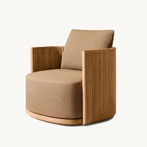 BYRON kursi Sofa kayu, kelas atas Modern jati padat luar ruangan kursi Sofa taman untuk Hotel resor teras furnitur