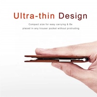 Dompet Pendek Pria Merek Terkenal Boshiho Kulit Asli dengan Penjepit Uang Desain Wildhorn Penutup Ritsleting Anti RFID