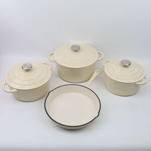 Ensemble de 7 Pièces de Cocottes en <span class=keywords><strong>Fonte</strong></span> <span class=keywords><strong>Émaillée</strong></span> Multicolores, Universel pour Cuisinière à Gaz et Table à Induction - Product Image 1