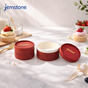 Caja Redonda de Cartón Kraft para Pasteles, Material Reciclable de Grado Alimenticio, Envase de Tubo de Papel para Pastel de Queso con Logotipo Estampado en Oro - Product Image 1