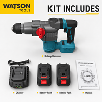 Kit de perceuse à percussion rotative sans fil, batterie au lithium, perceuse à percussion pour béton avec 2 batteries