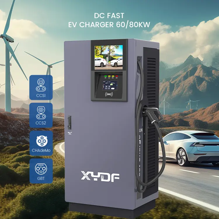 Xydf Dc Fabriekslevering Gbt, Ccs1, Ccs2, Chademo 60 Kw/80 Kw Kosteneffectieve Oplader Commercieel Gebruik Elektrische Auto 'S Laadstation