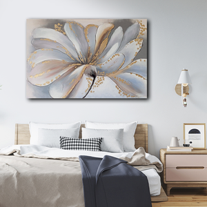 <span class=keywords><strong>Peinture</strong></span> à l'huile abstraite dorée florale peinte à la main sur toile <span class=keywords><strong>de</strong></span> lin 300g Décoration murale contemporaine pour la maison Taille personnalisée Fleur - Product Image 3