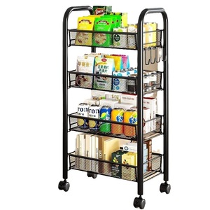 Kitchen Storage Rack Multi Tier Metal Mesh Shelf With Wheels For Kitchen Organizer Vegetable Oven Microwave Storage - Product Image 5